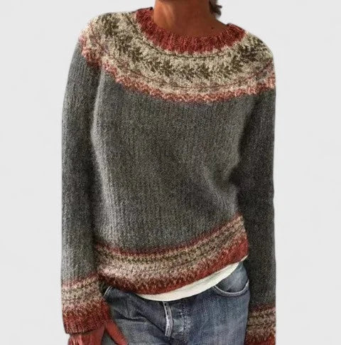 Women's Fair Isle Knit Jumper – Crew Neck Pattern Jumper