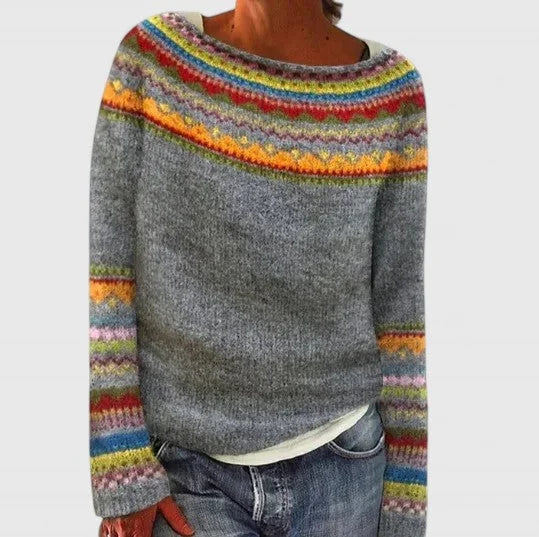 Women's Fair Isle Knit Jumper – Crew Neck Pattern Jumper