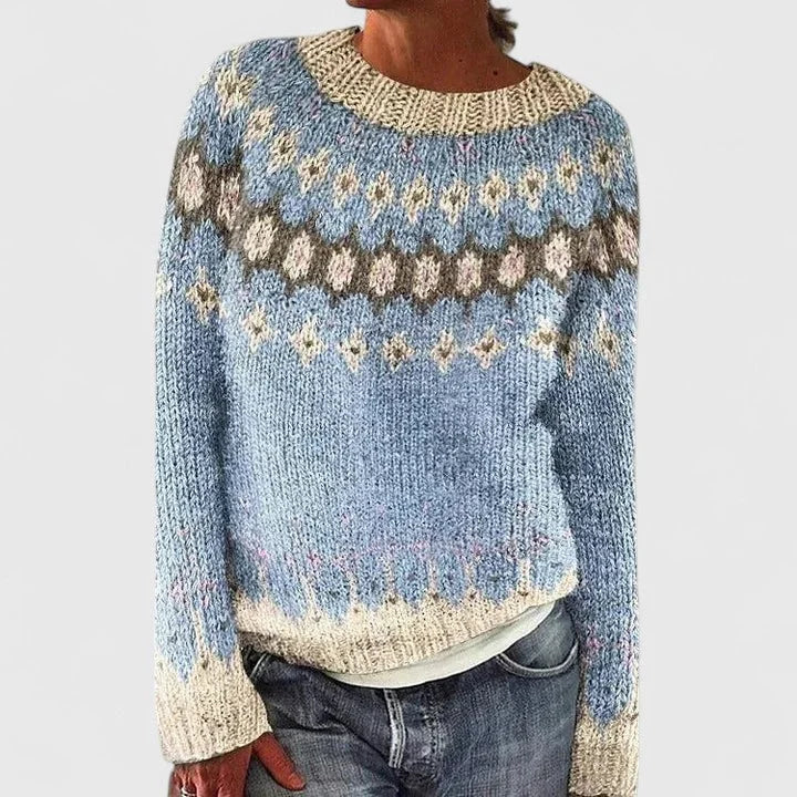 Women's Fair Isle Knit Jumper – Crew Neck Pattern Jumper