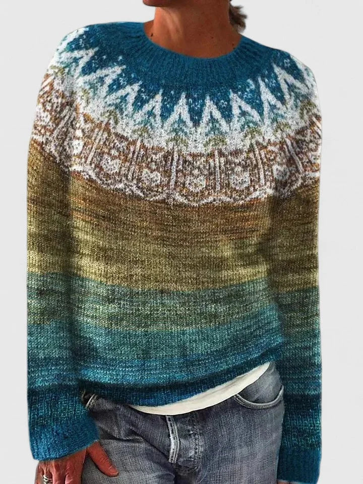 Women's Fair Isle Knit Jumper – Crew Neck Pattern Jumper