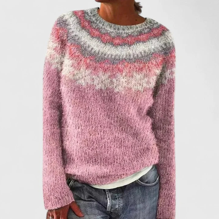 Women's Fair Isle Knit Jumper – Crew Neck Pattern Jumper