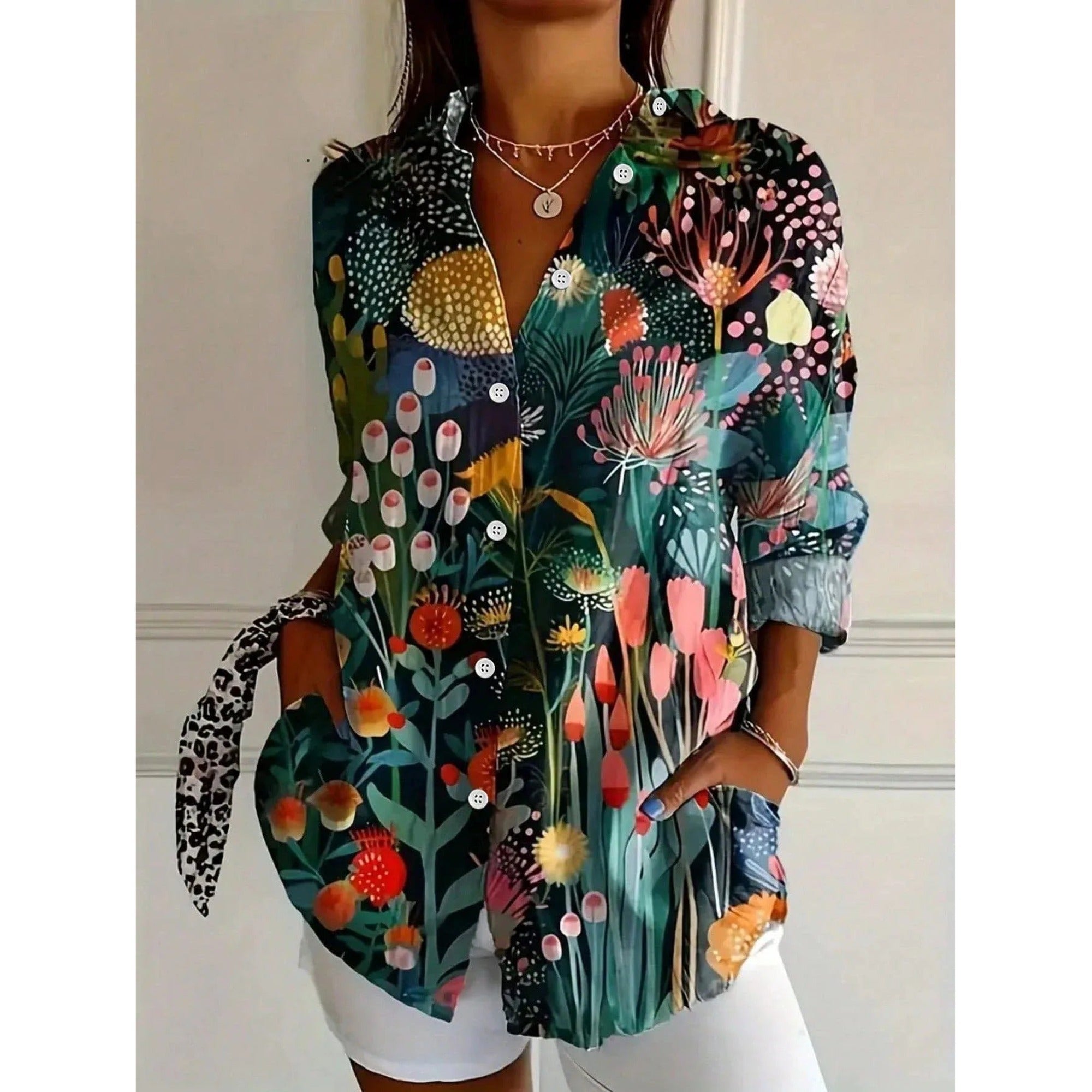 Trixie | Colorful Blouse with Playful Print - Green