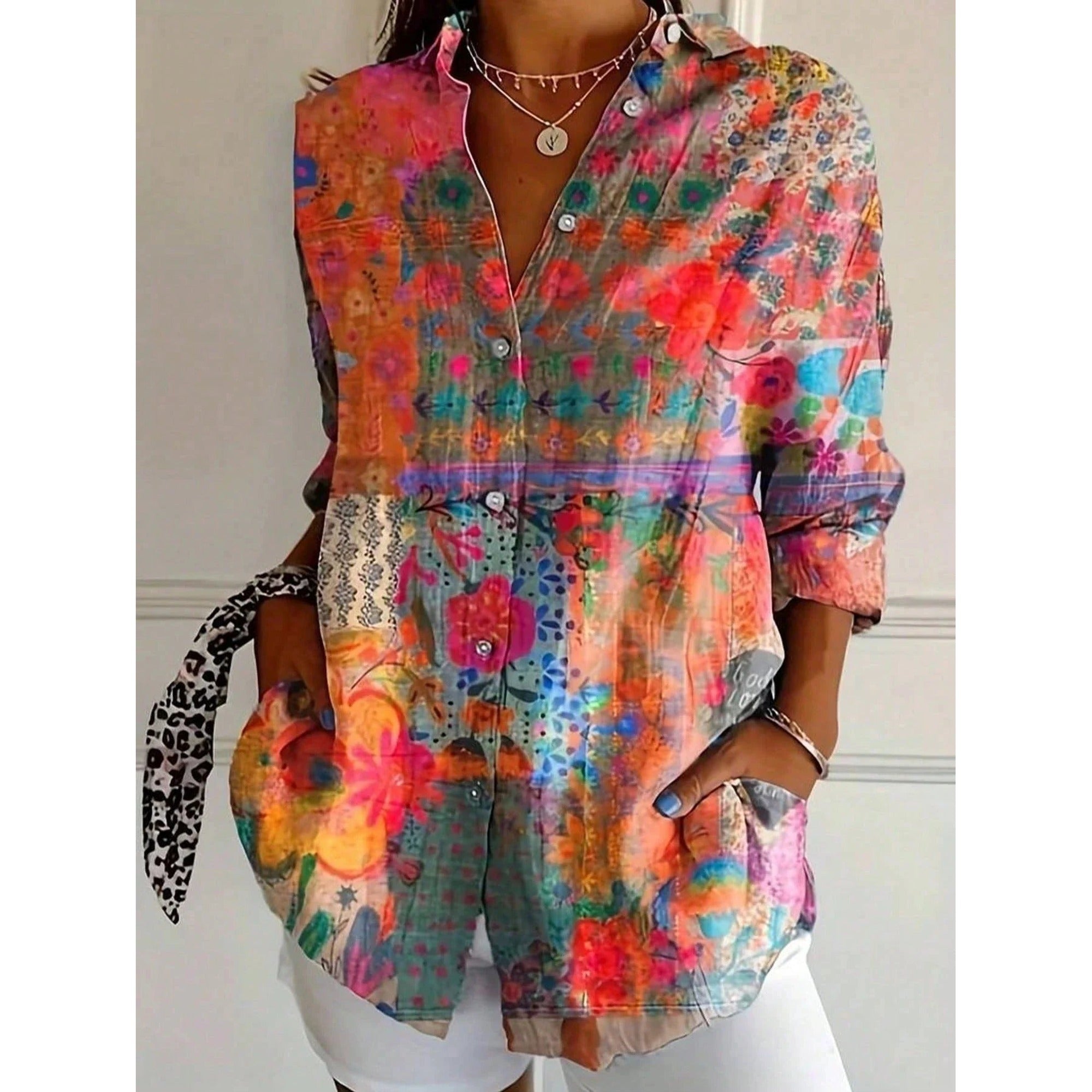 Trixie | Colorful Blouse with Playful Print - Orange