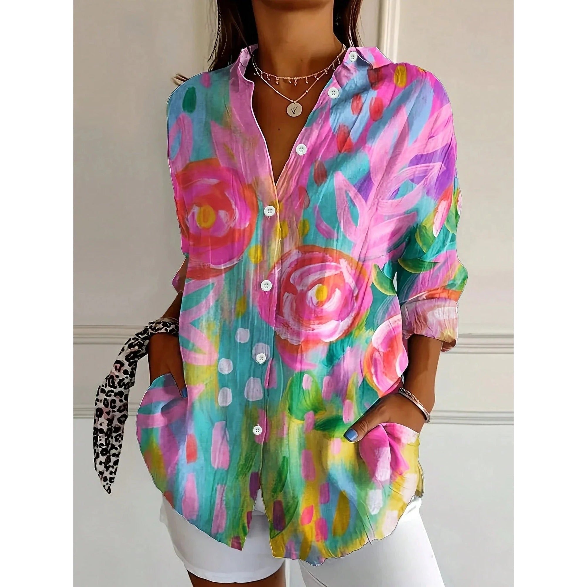 Trixie | Colorful Blouse with Playful Print - Pink