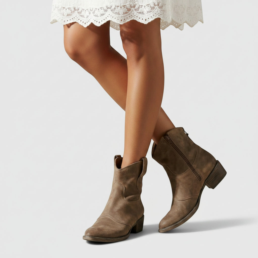 Abigail | Women's Black Ankle Boots Comfortable Suede Western Boots