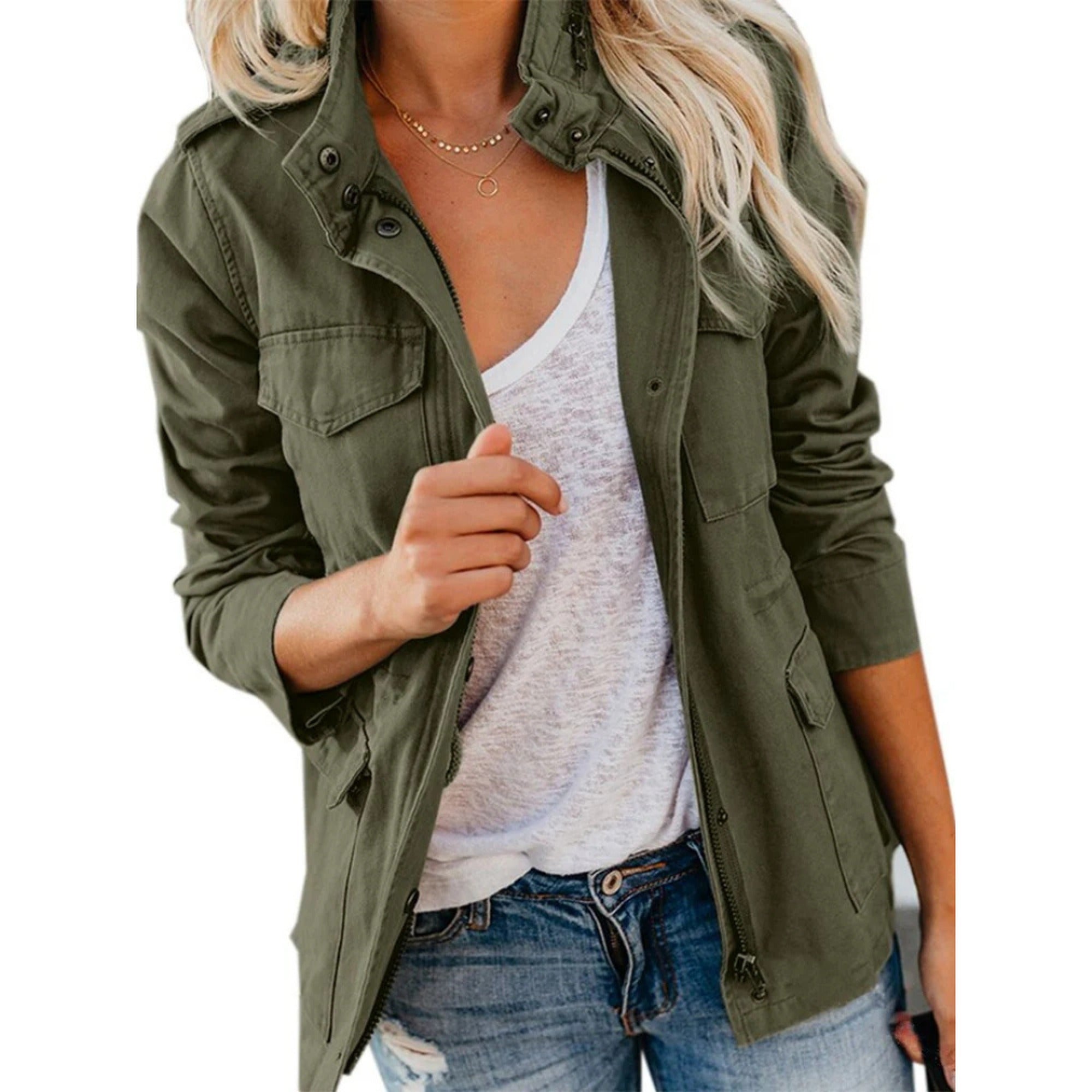 Fern | Utility Jacket for Women - Army Green