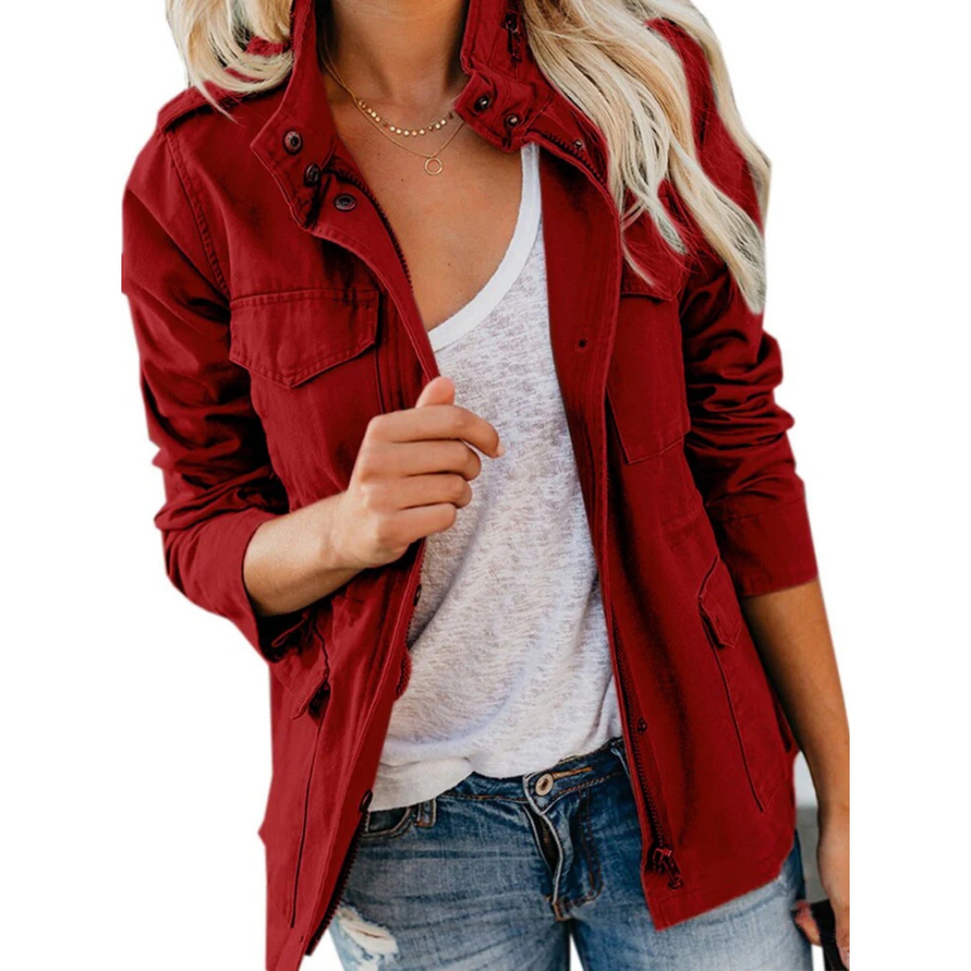 Fern | Utility Jacket for Women - Red