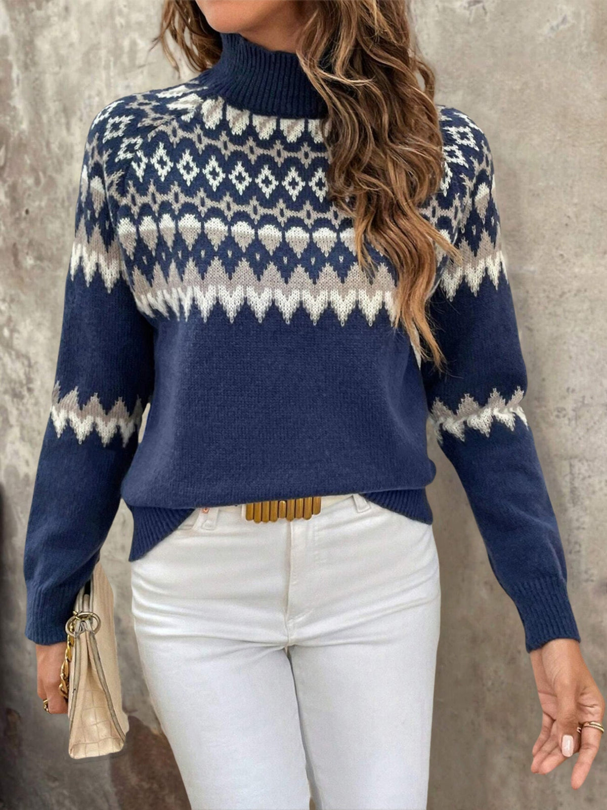 Autumn | Fair Isle Turtleneck Knit Sweater — Long Sleeve Women's Cozy Fit