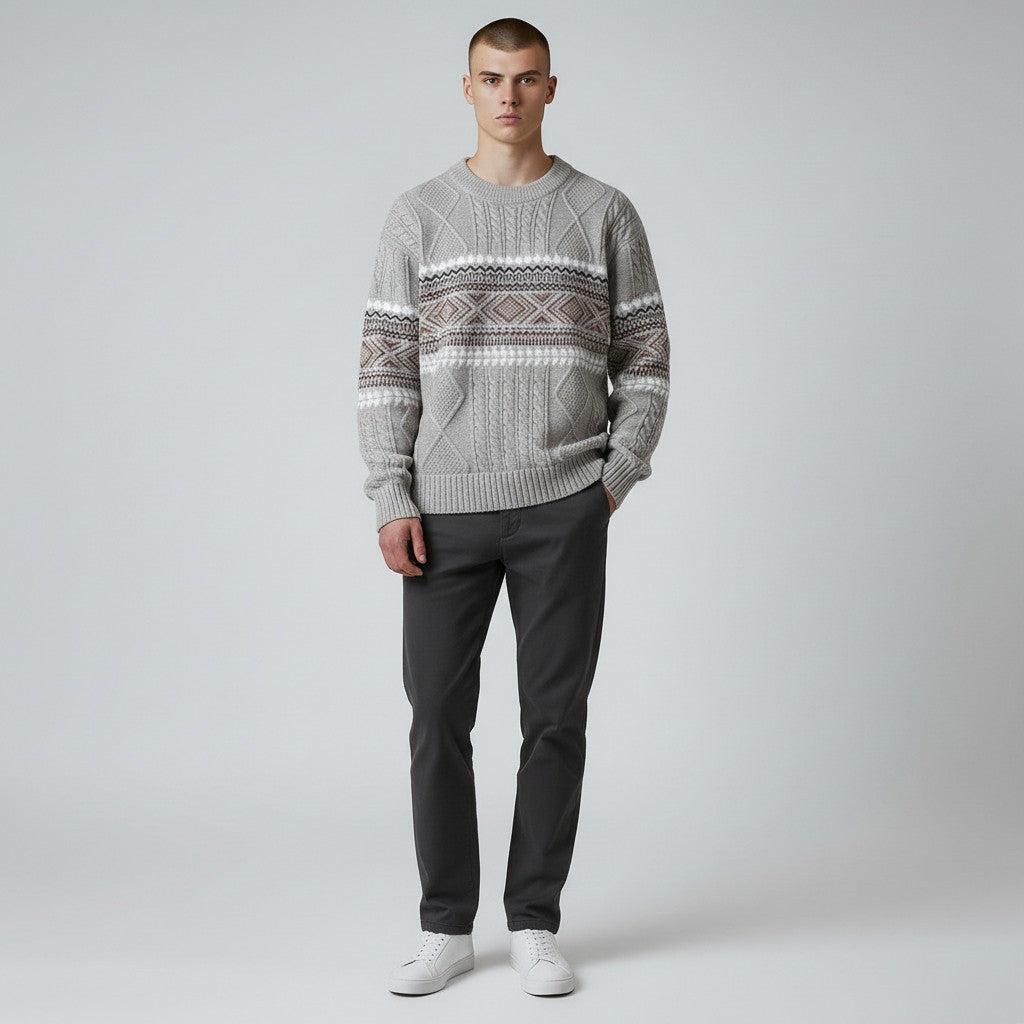 Men's Nordic Knit Jumper – Chunky Crew Neck