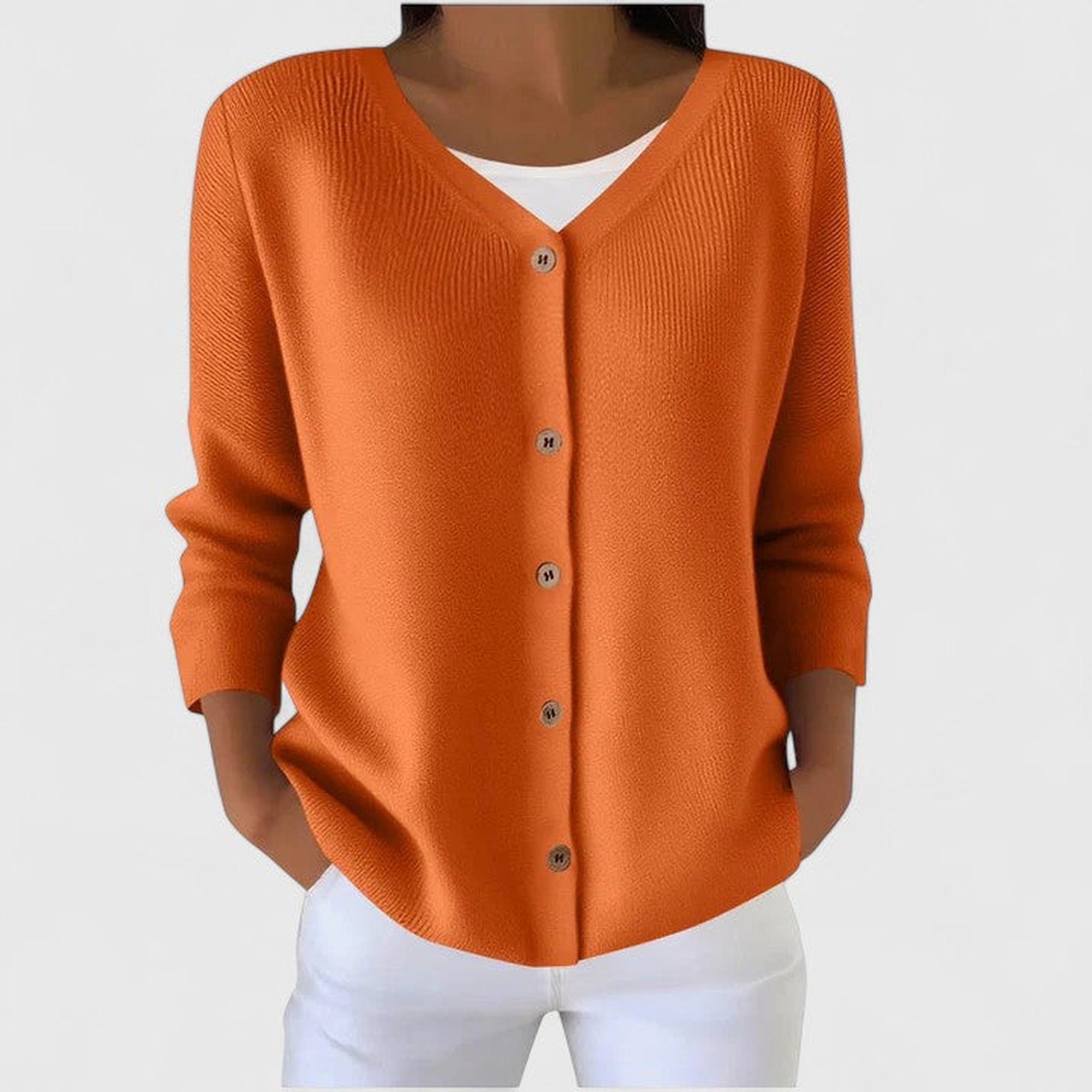 Ingrid | Elegant Cardigan - Orange