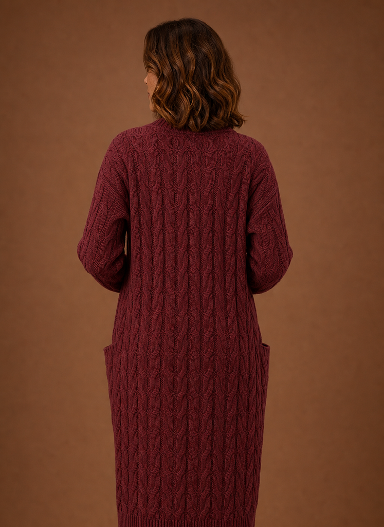 Esme | Cable Knit Cardigan for Women - Hooded Long