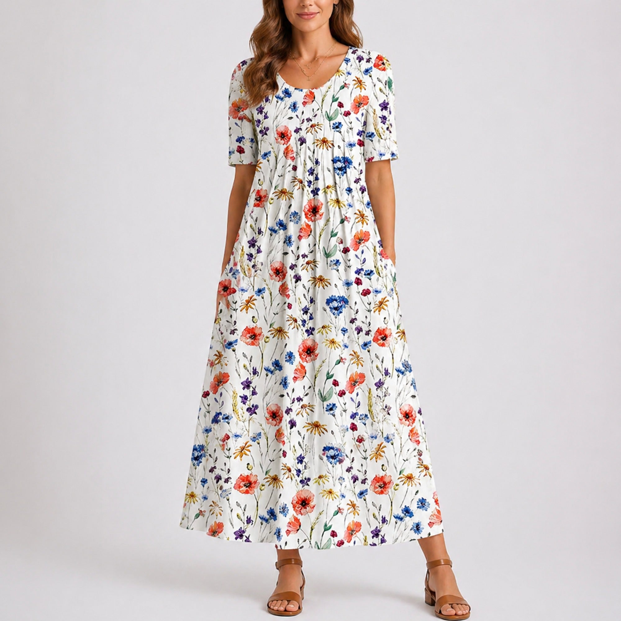 Rosa | Women’s Casual Floral Midi Dress - Floral