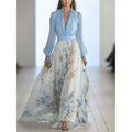 Sofia | Women's Floral Maxi Dress - Blue