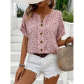 Marina | Women's Floral Print Button-Down Blouse - Pink
