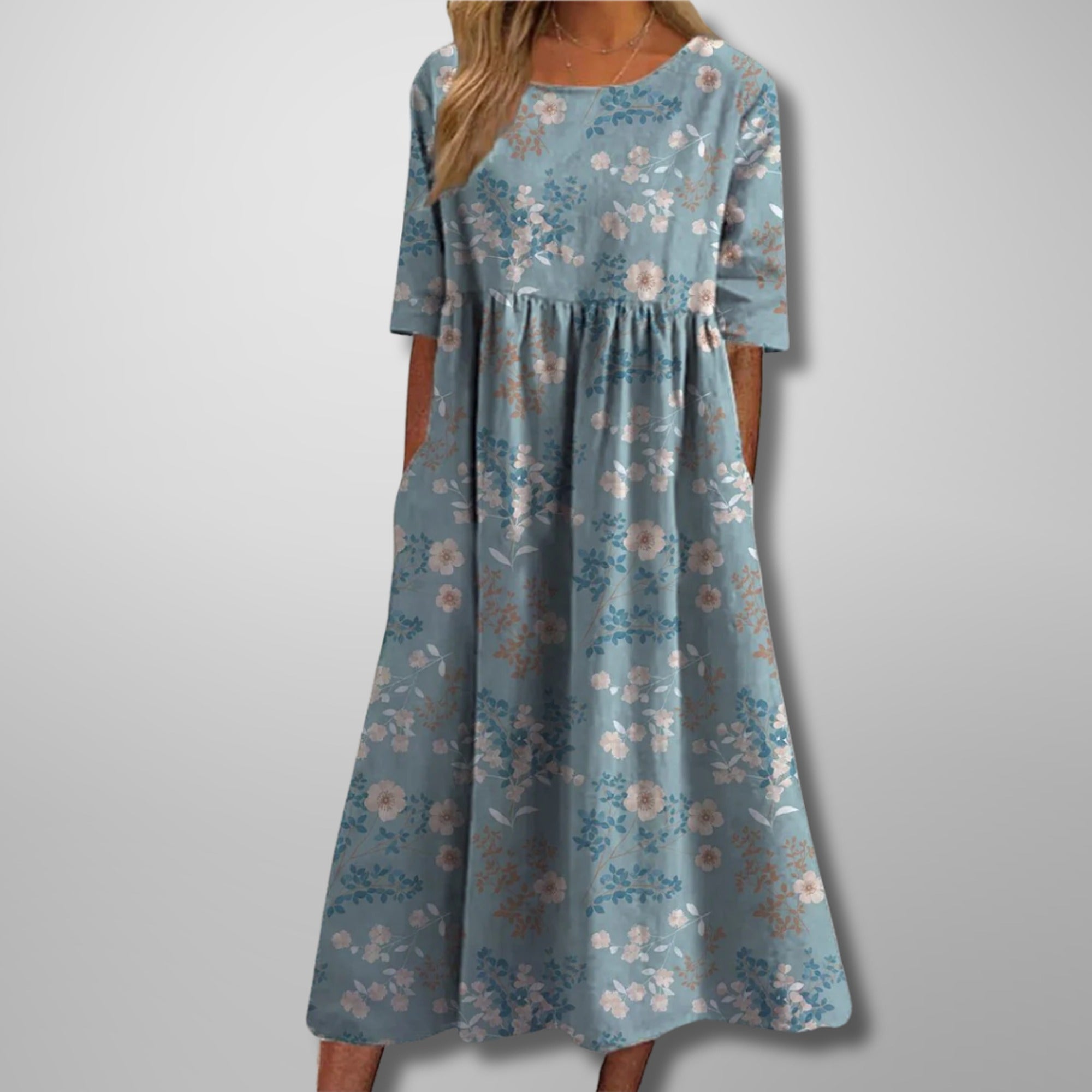 Sofia | Women's Floral Summer Maxi Dress - Light Blue