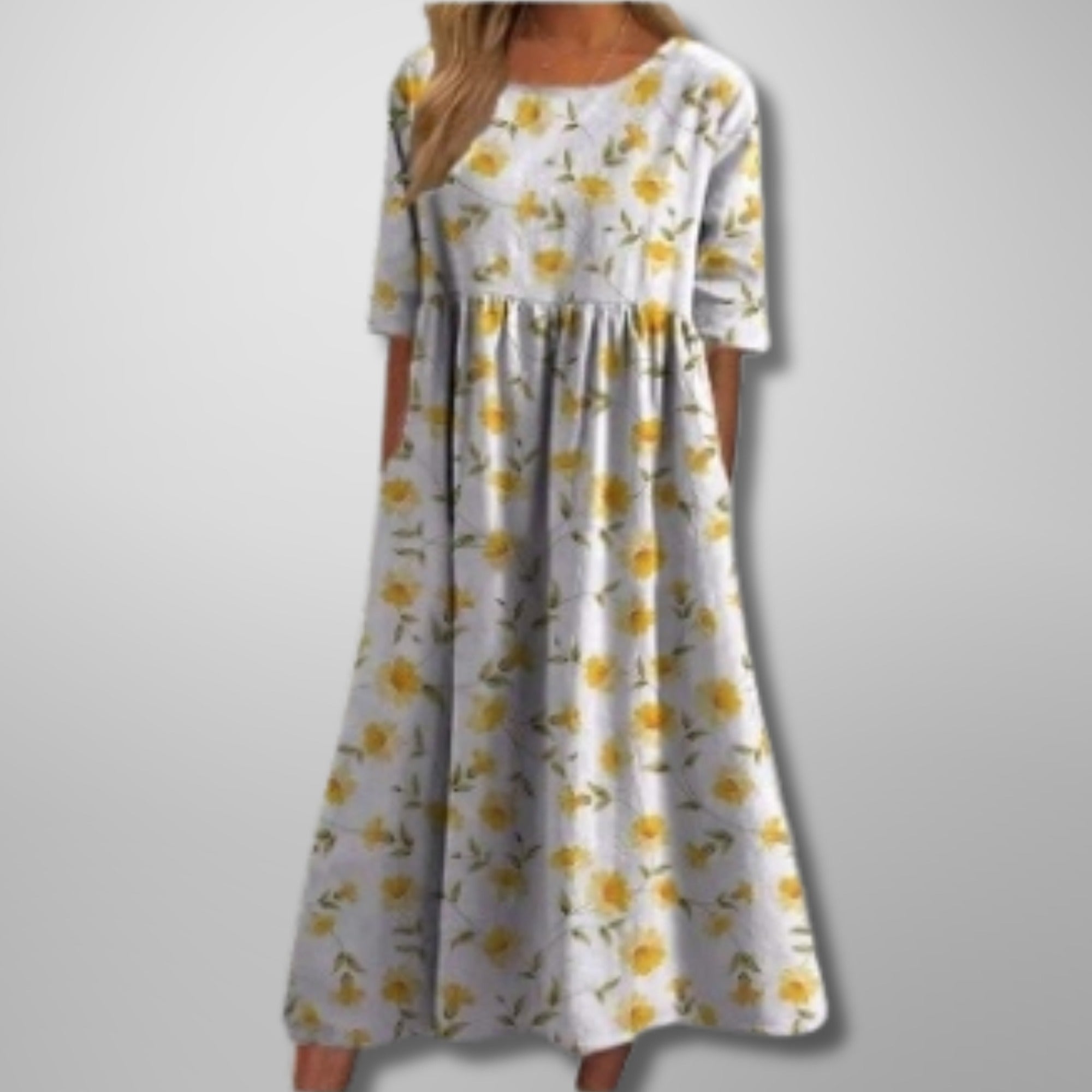Sofia | Women's Floral Summer Maxi Dress - Light Yellow