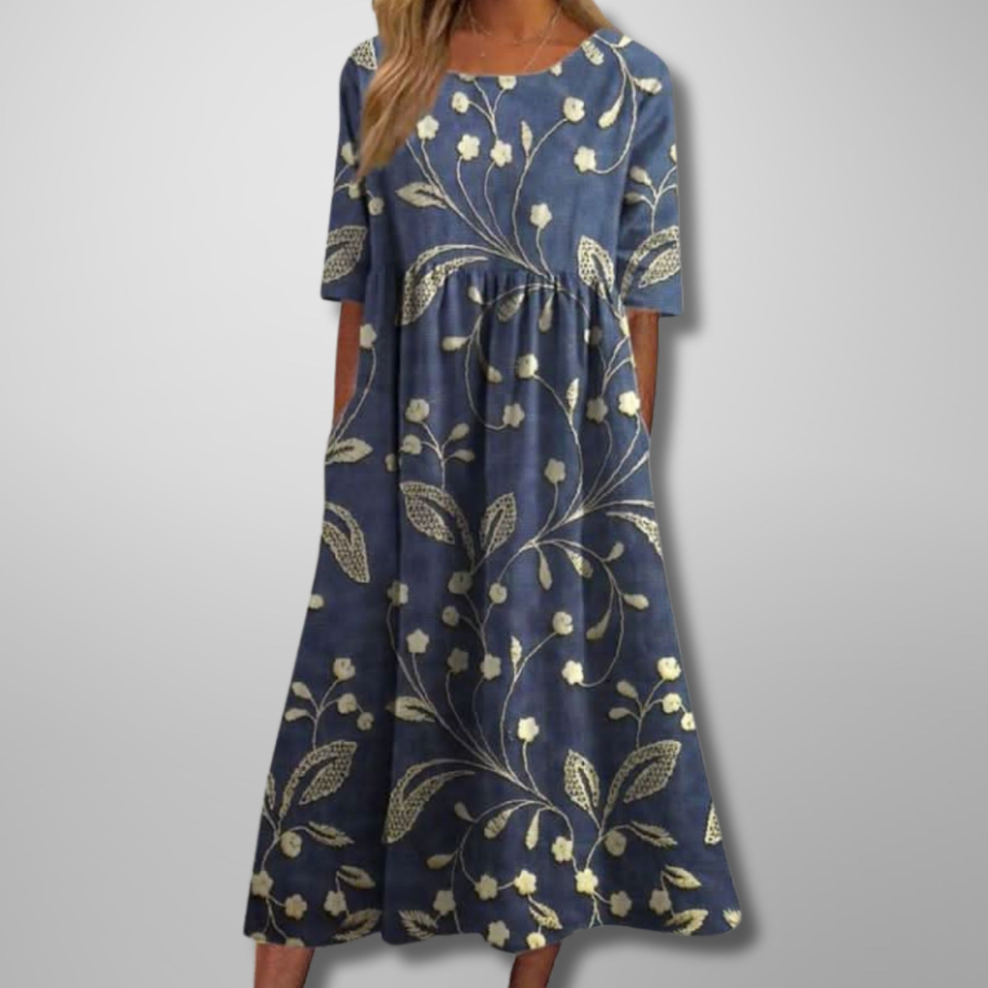 Sofia | Women's Floral Summer Maxi Dress - Navy Blue