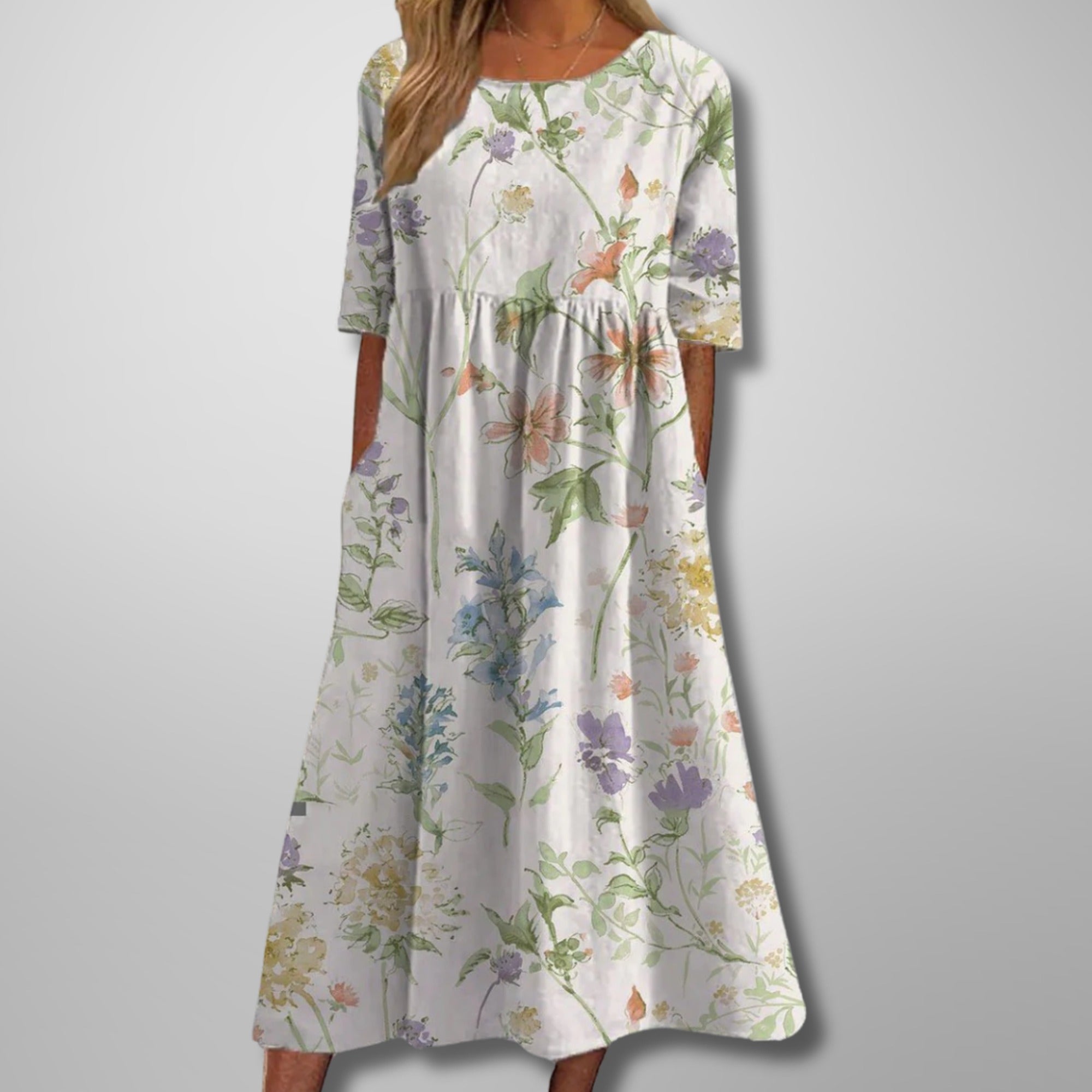 Sofia | Women's Floral Summer Maxi Dress - White