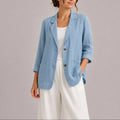 Faye | Women's Linen Blazer – Lightweight Elegant Casual Jacket - Blue