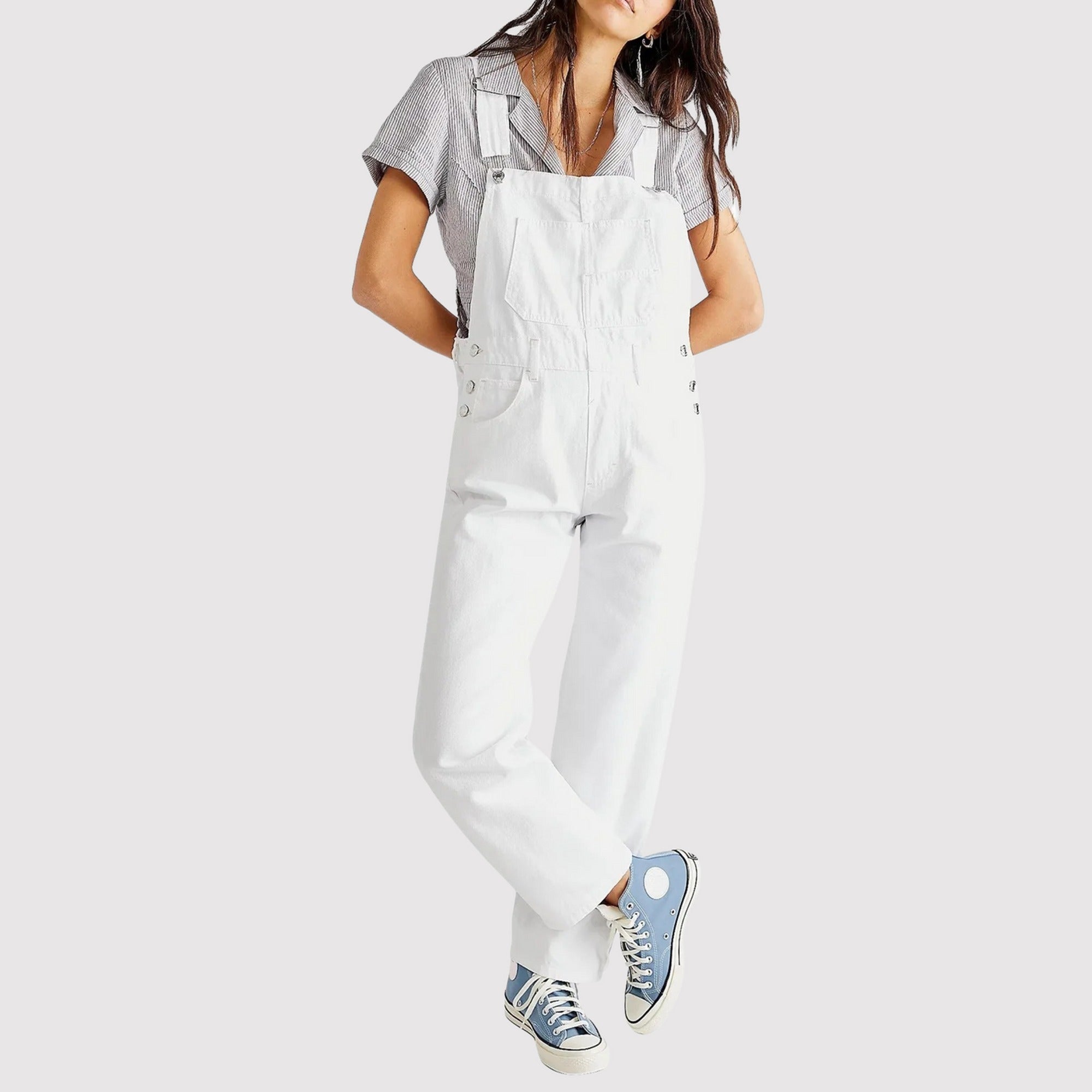 Elin | Women's Relaxed-Fit Overalls - White