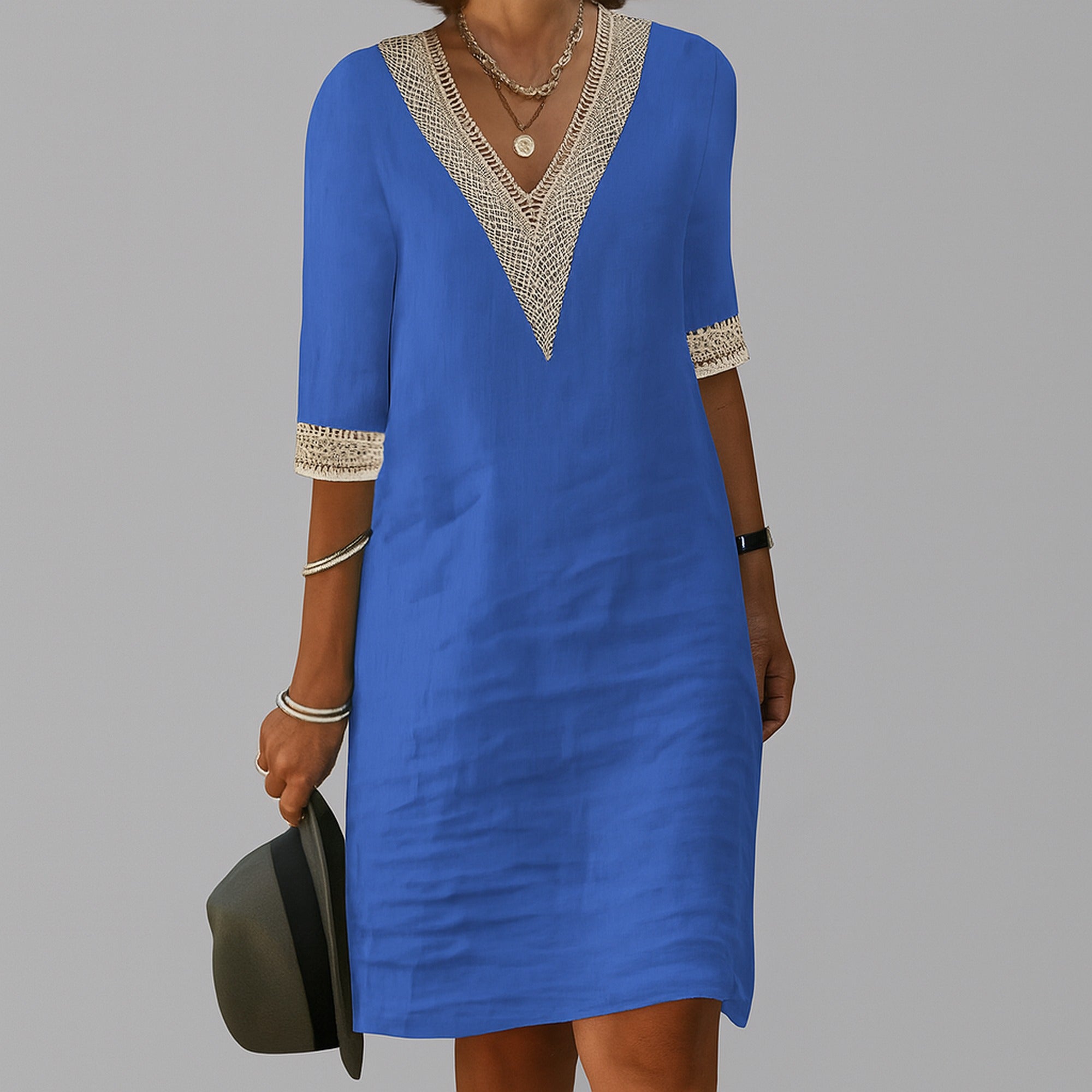 Sofia | Women’s Stylish Linen Summer Dress - Blue