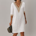 Sofia | Women’s Stylish Linen Summer Dress - White