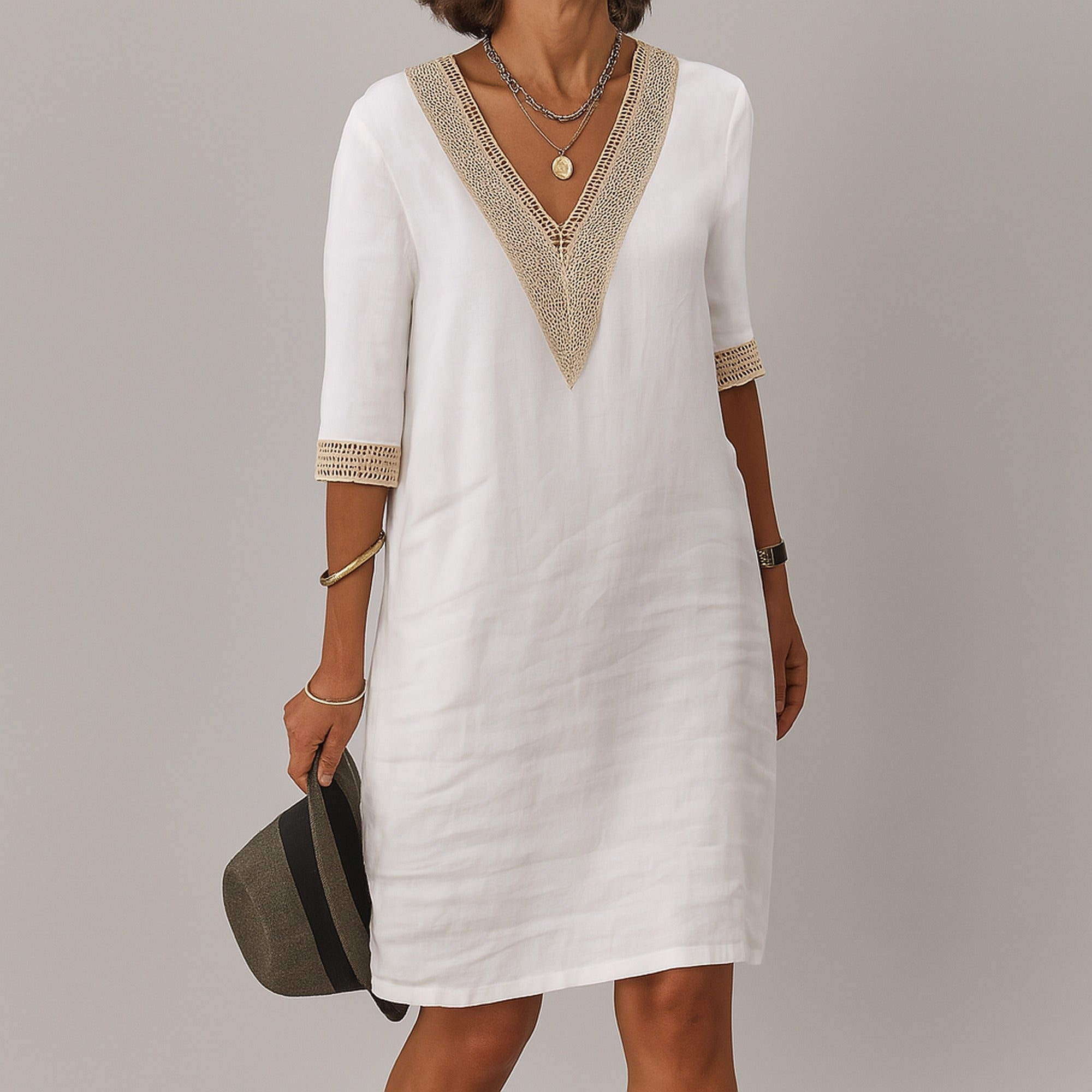 Sofia | Women’s Stylish Linen Summer Dress - White