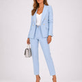 Lucia | Women’s Tailored Blazer and Trousers Two Piece Suit Set - Baby blue