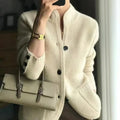 Lola | Women's Textured Knit Cardigan Button-Up Jacket - Beige
