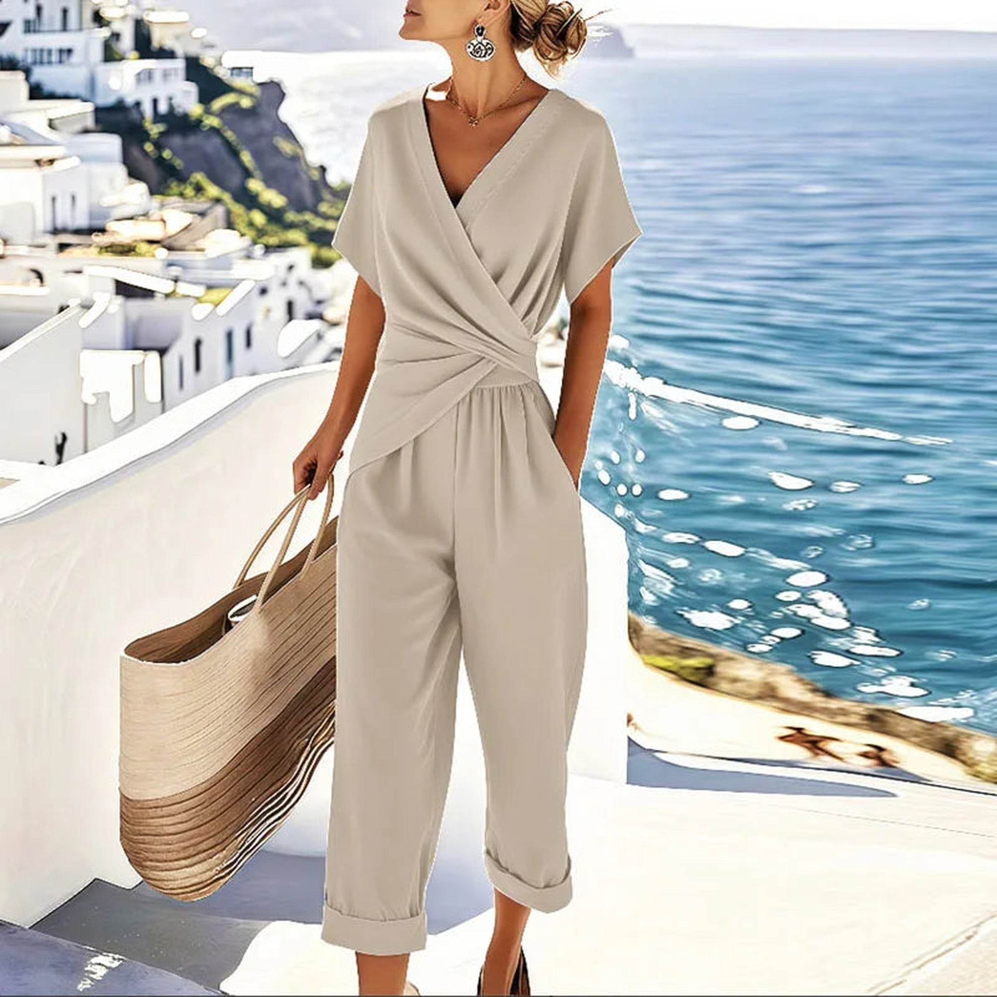 Opal | Women's Wide-Leg Two-Piece Set - Apricot