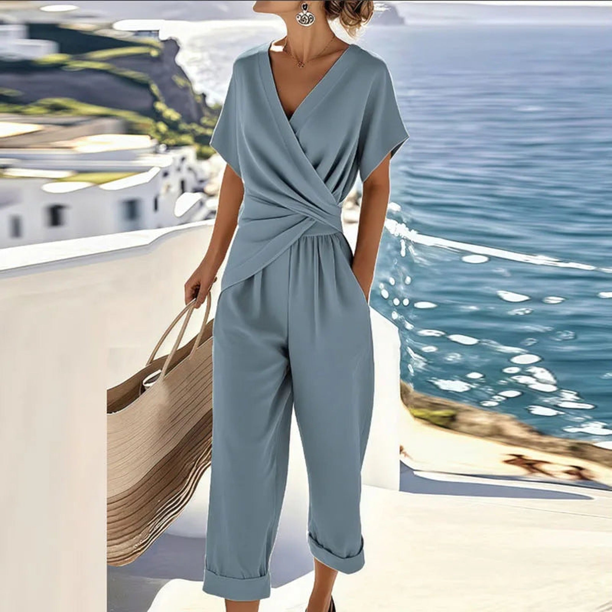 Opal | Women's Wide-Leg Two-Piece Set - Blue