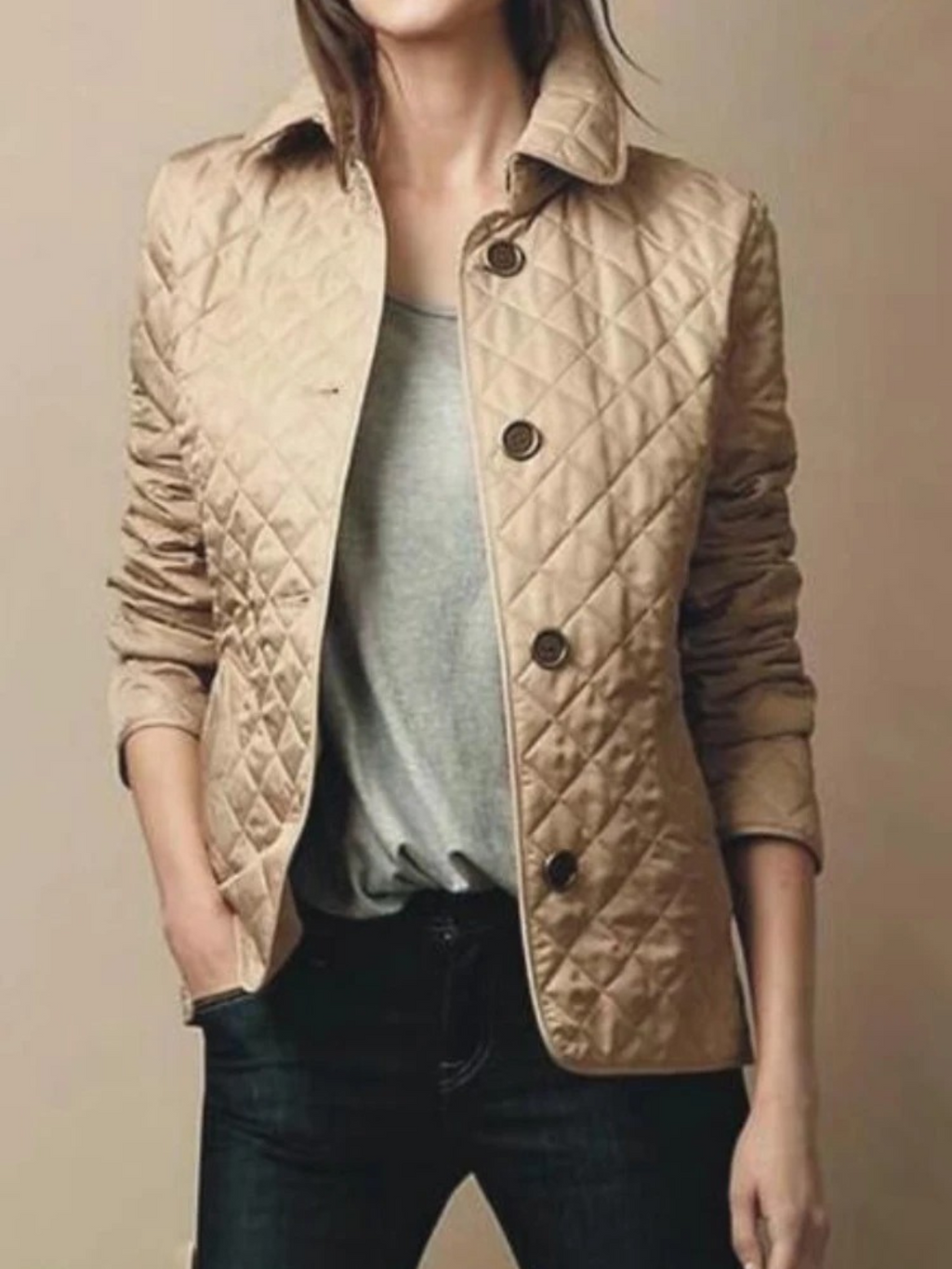 Hazel | Women's Casual Quilted Jacket with Turned-Down Collar
