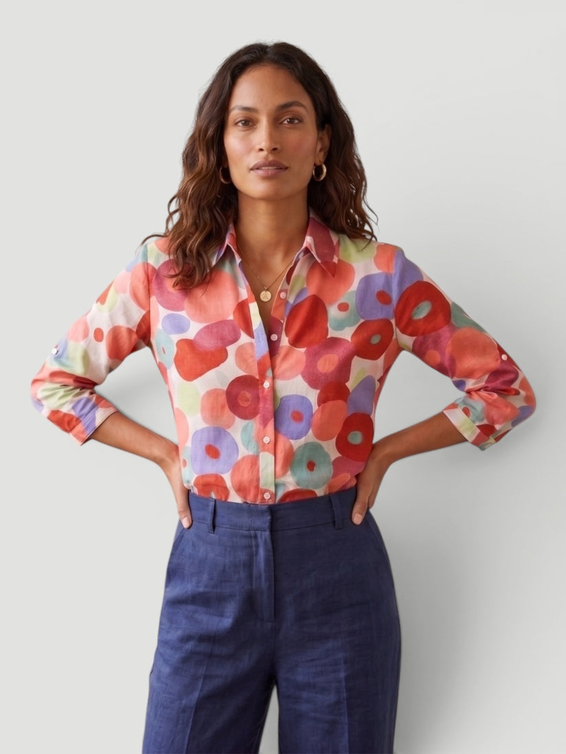 Ellmont London | Women’s Everyday Floral Long Sleeve Comfortable Button-Down Shirt