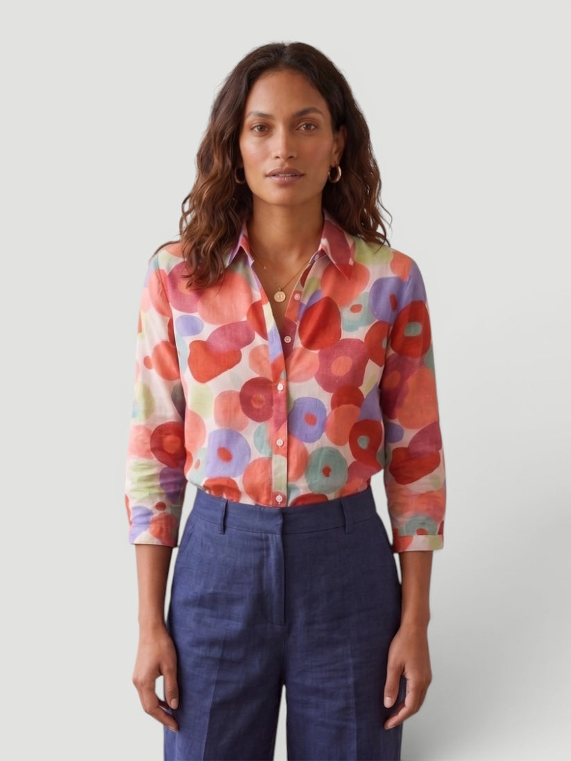 Ellmont London | Women’s Everyday Floral Long Sleeve Comfortable Button-Down Shirt