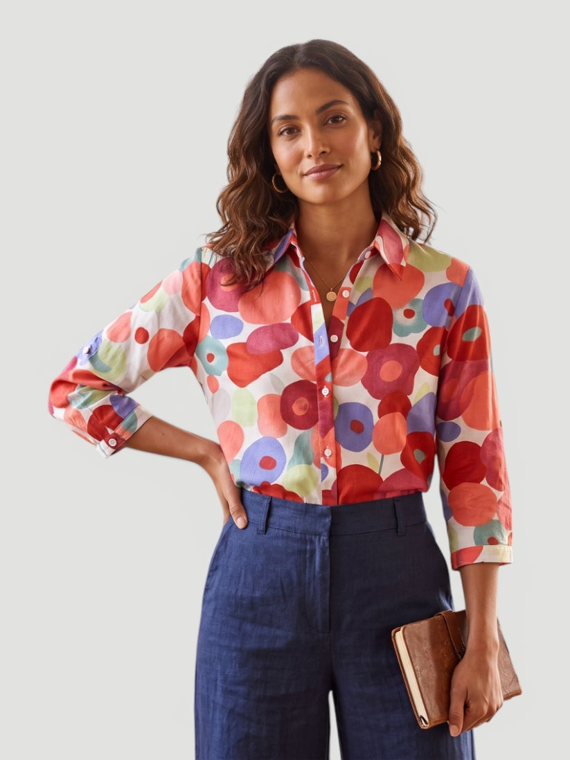 Ellmont London | Women’s Everyday Floral Long Sleeve Comfortable Button-Down Shirt