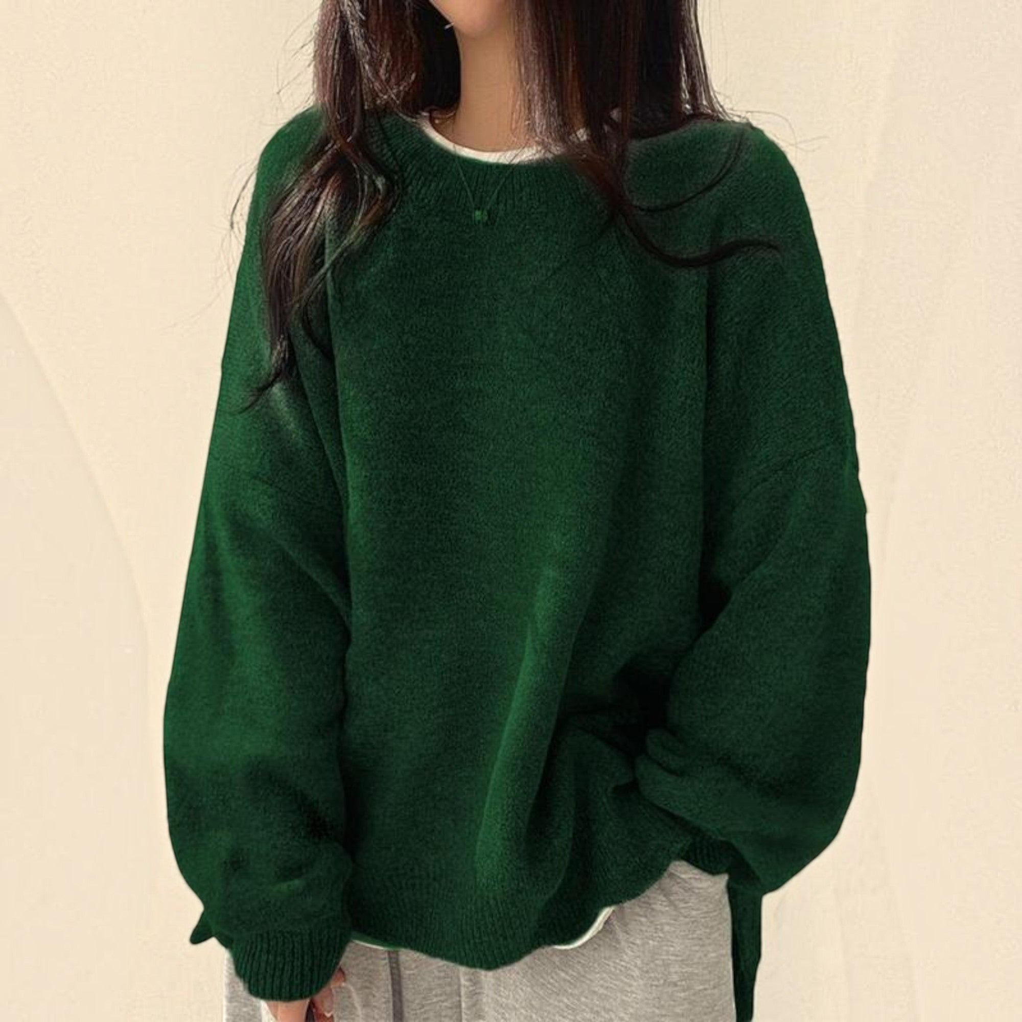 Ellmont London | Crewneck Sweater Women's Casual Knit Pullover with Relaxed Fit