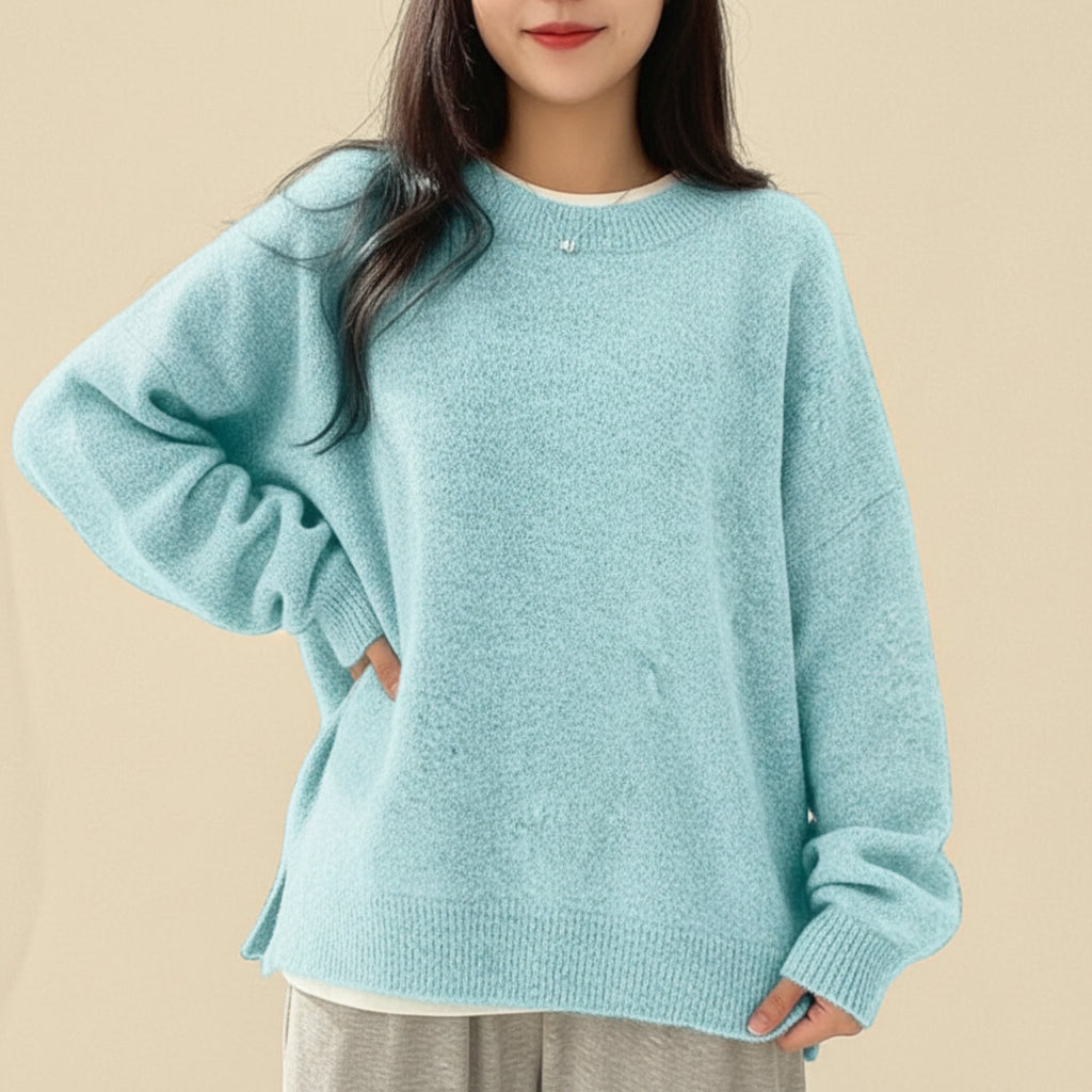 Ellmont London | Crewneck Sweater Women's Casual Knit Pullover with Relaxed Fit
