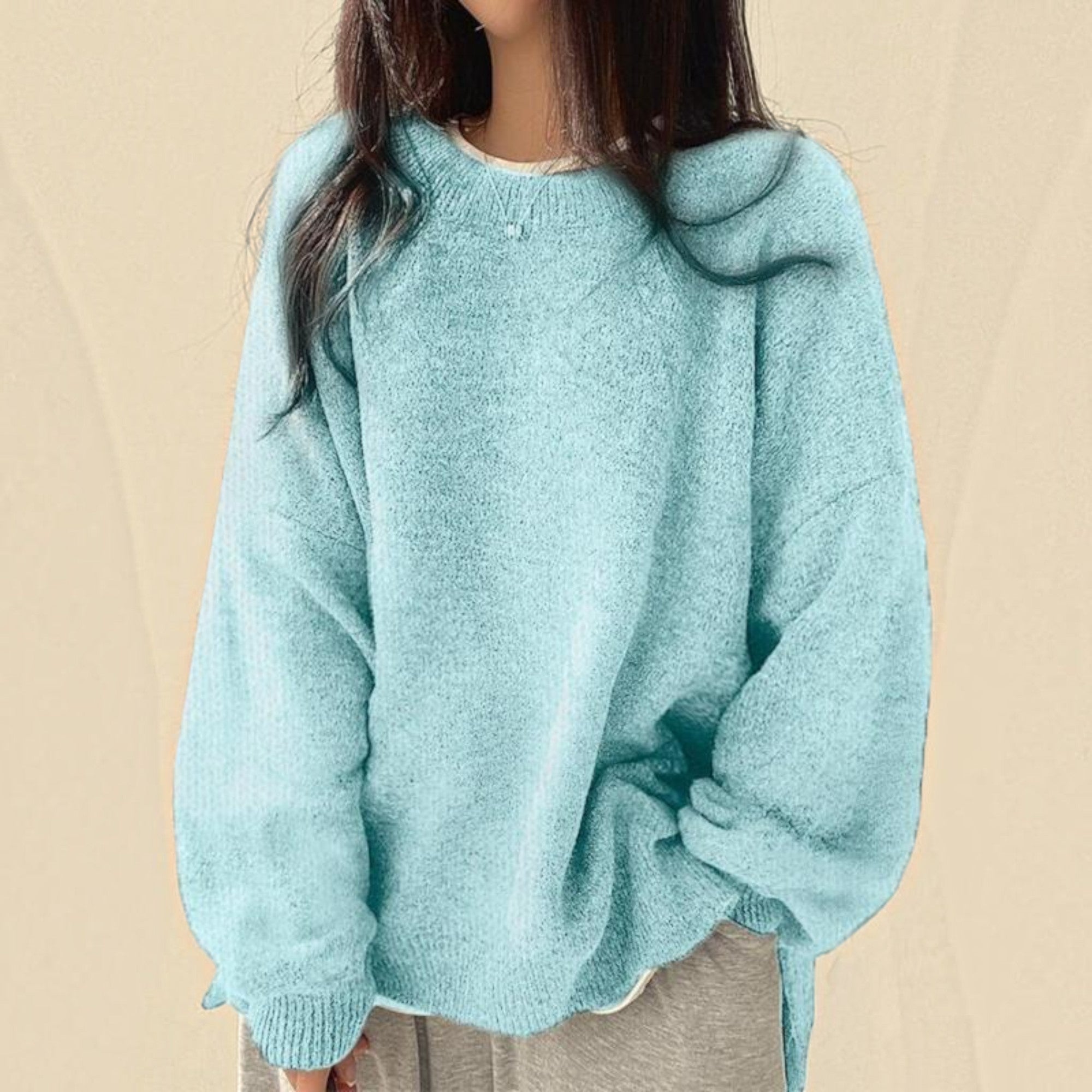 Ellmont London | Crewneck Sweater Women's Casual Knit Pullover with Relaxed Fit