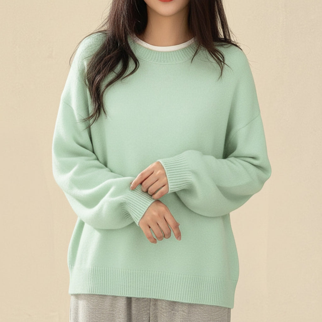 Ellmont London | Crewneck Sweater Women's Casual Knit Pullover with Relaxed Fit