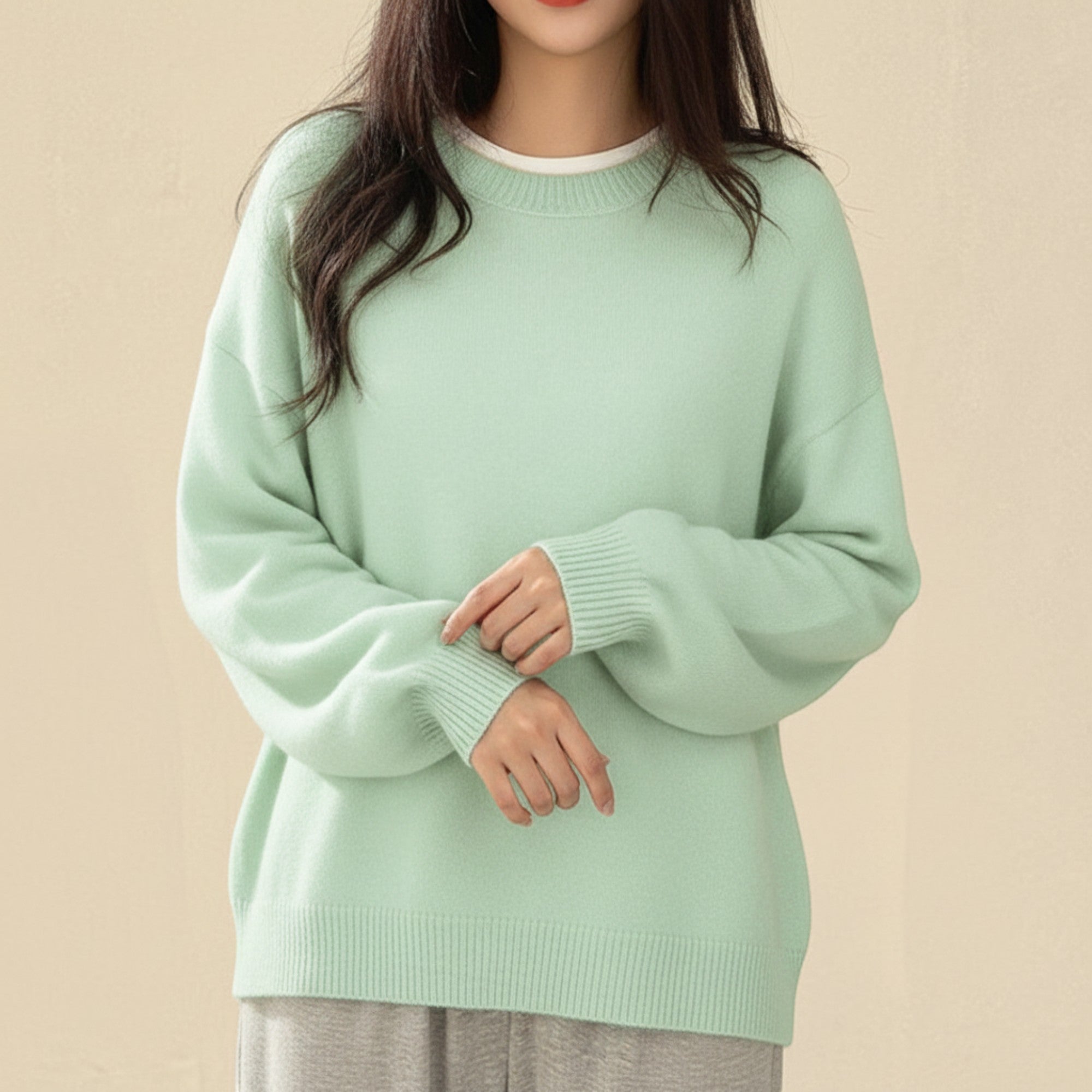 Ellmont London | Crewneck Sweater Women's Casual Knit Pullover with Relaxed Fit