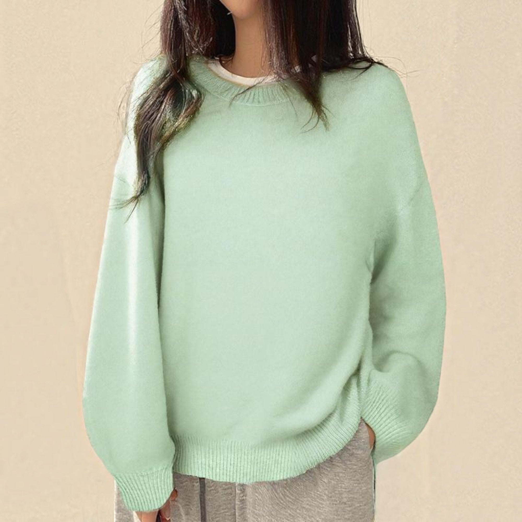 Ellmont London | Crewneck Sweater Women's Casual Knit Pullover with Relaxed Fit