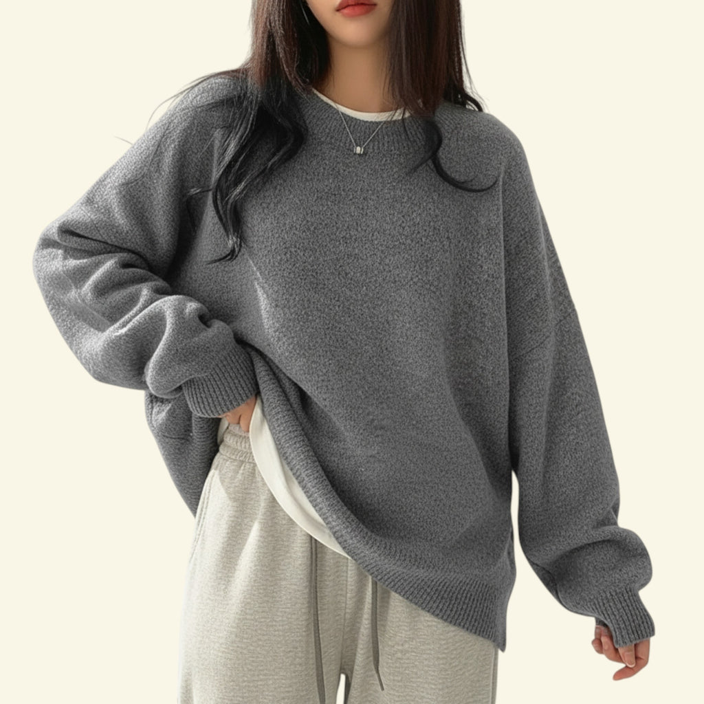 Ellmont London | Crewneck Sweater Women's Casual Knit Pullover with Relaxed Fit