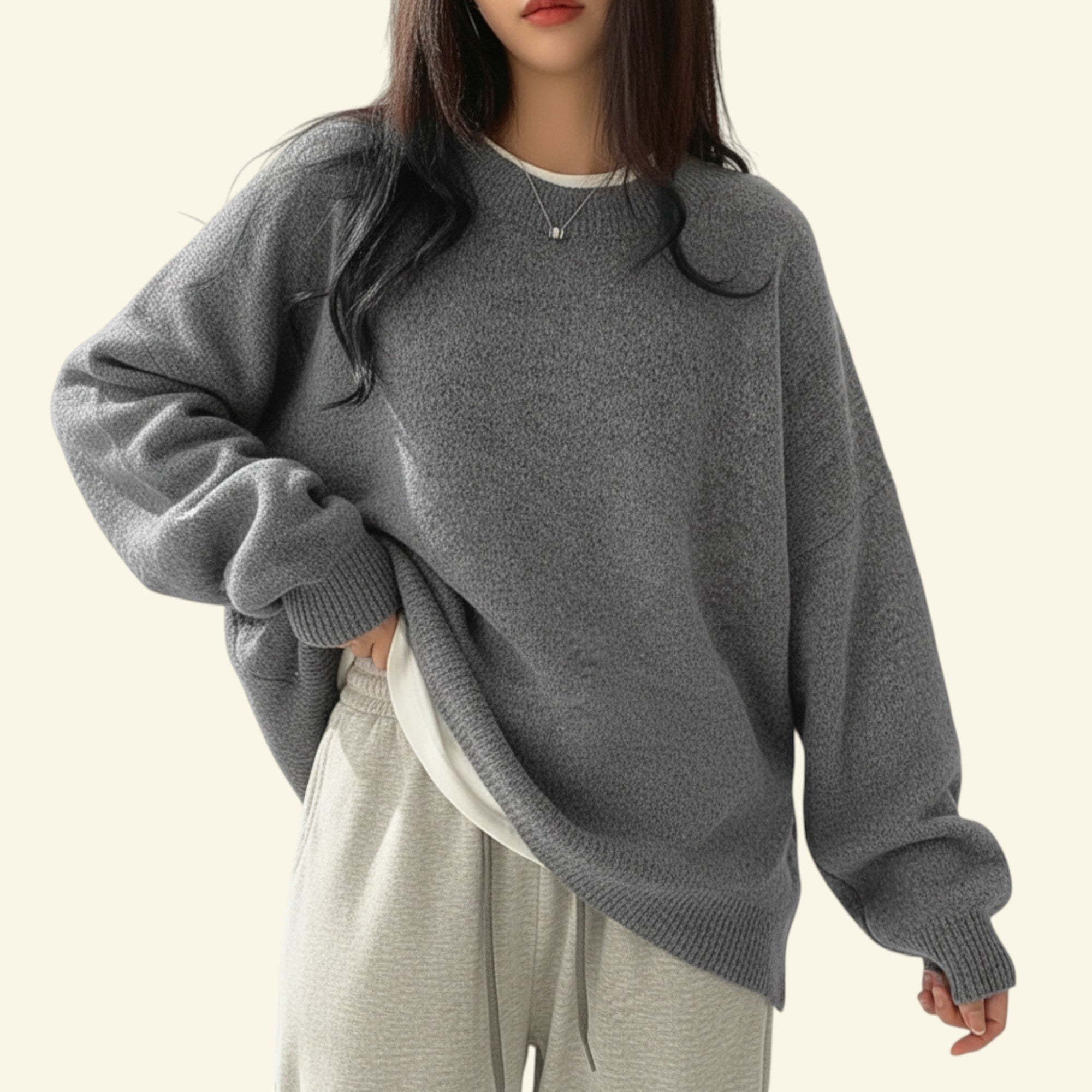 Ellmont London | Crewneck Sweater Women's Casual Knit Pullover with Relaxed Fit
