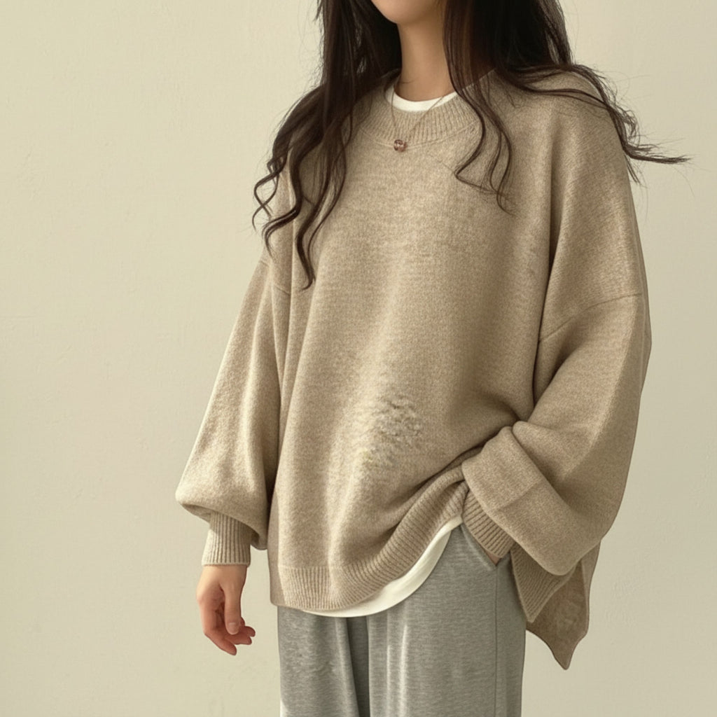 Ellmont London | Crewneck Sweater Women's Casual Knit Pullover with Relaxed Fit