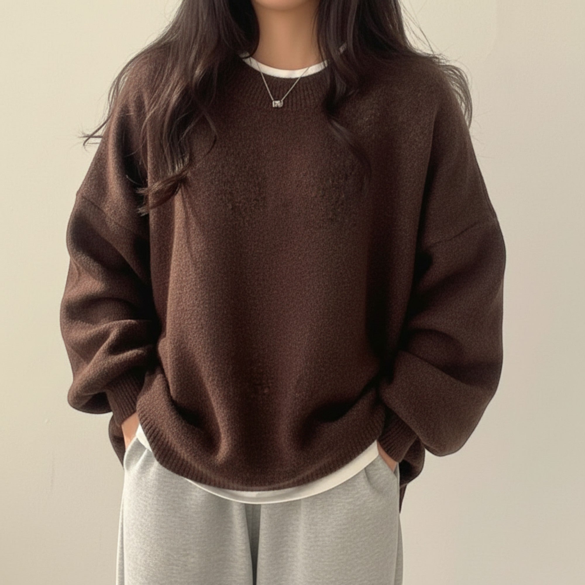 Ellmont London | Crewneck Sweater Women's Casual Knit Pullover with Relaxed Fit