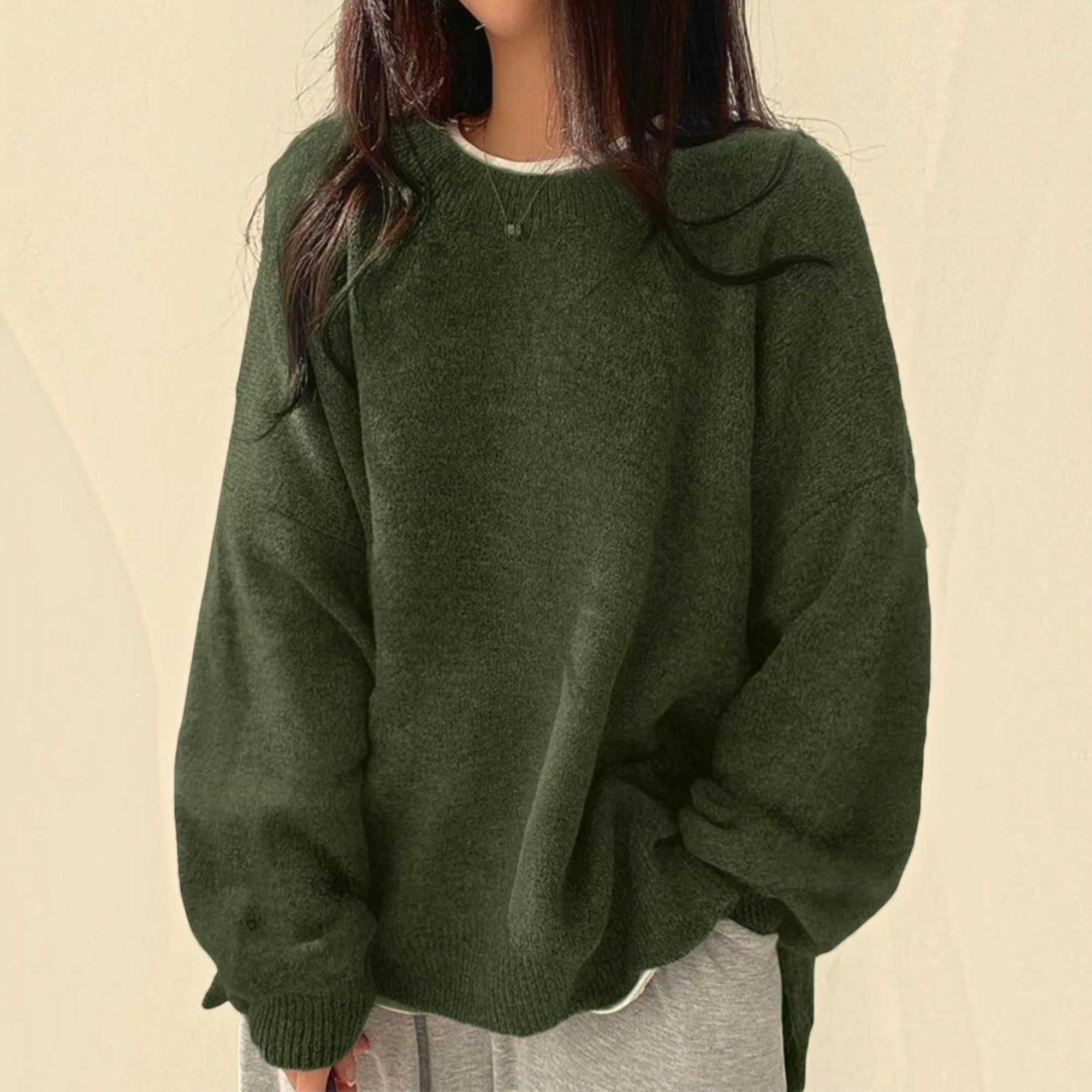 Ellmont London | Crewneck Sweater Women's Casual Knit Pullover with Relaxed Fit