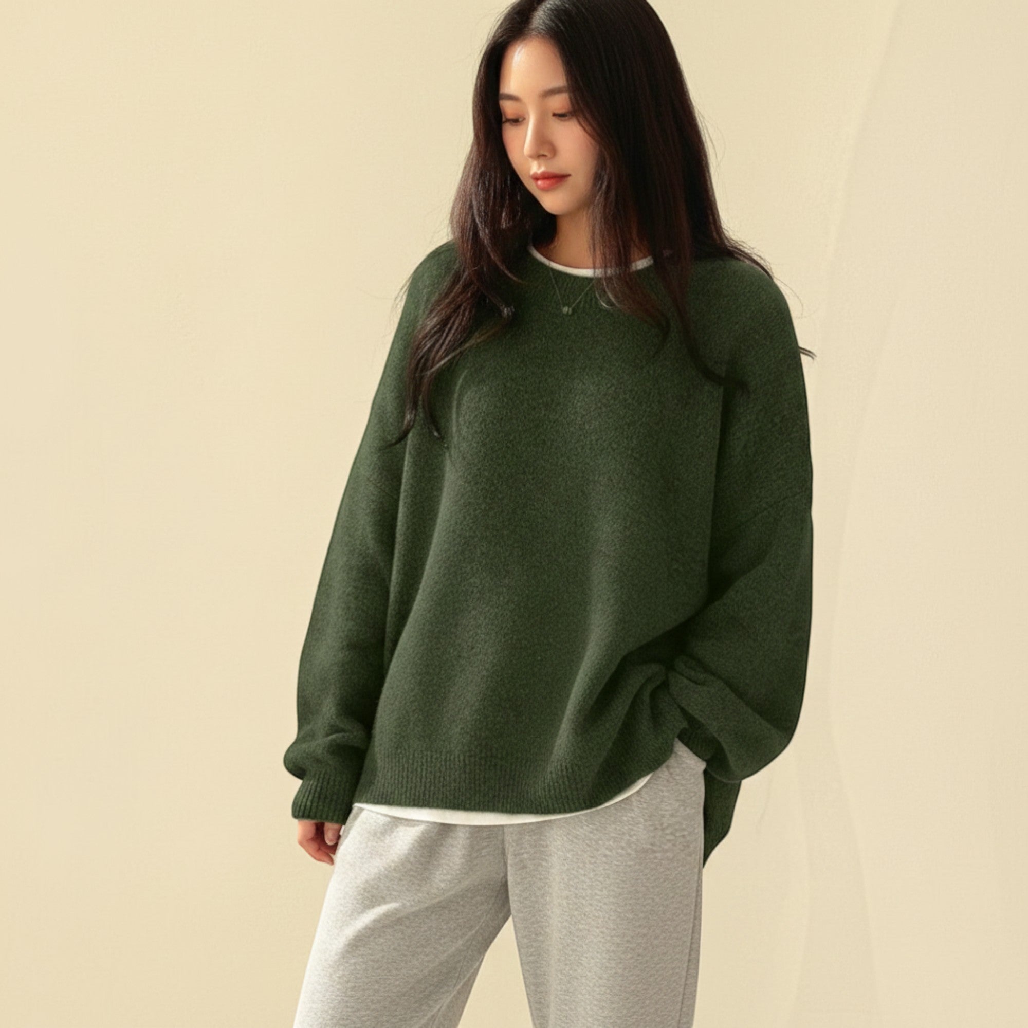 Ellmont London | Crewneck Sweater Women's Casual Knit Pullover with Relaxed Fit