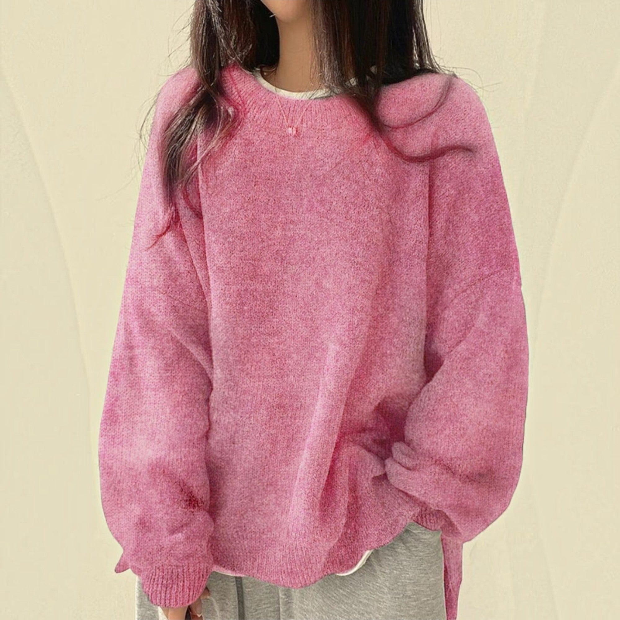 Ellmont London | Crewneck Sweater Women's Casual Knit Pullover with Relaxed Fit