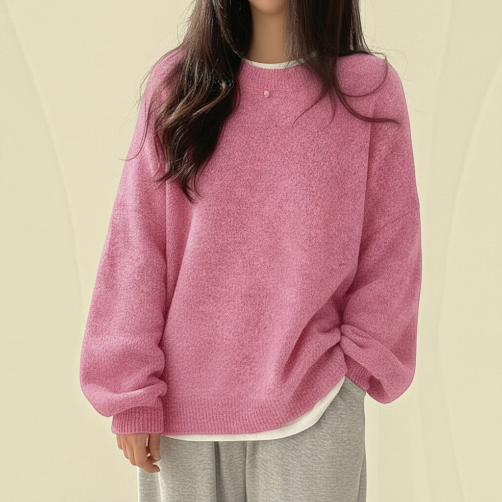 Ellmont London | Crewneck Sweater Women's Casual Knit Pullover with Relaxed Fit