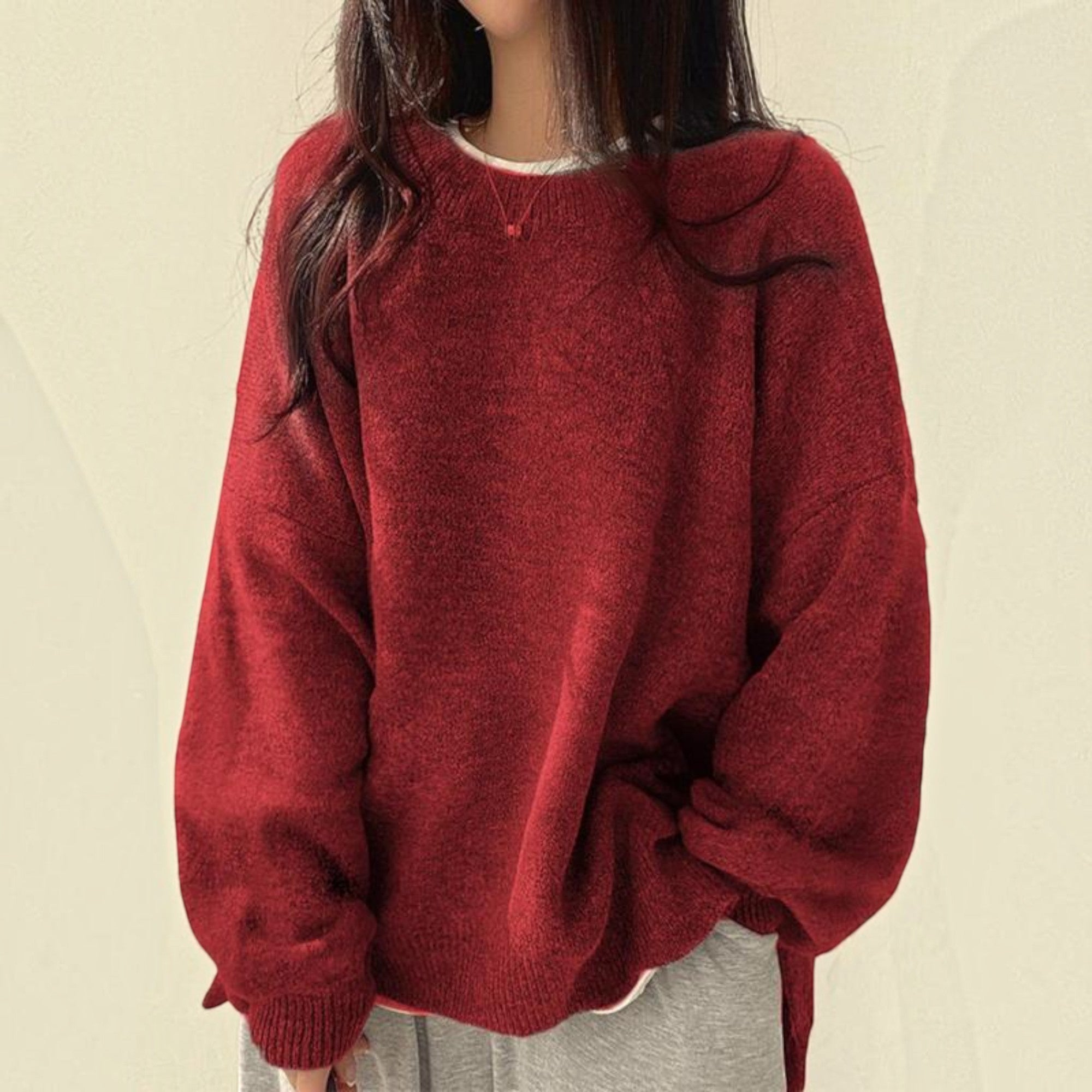 Ellmont London | Crewneck Sweater Women's Casual Knit Pullover with Relaxed Fit